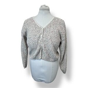 Source Unknown Women’s Button-Up Cardigan Sweater Speckled Knit Oatmeal L